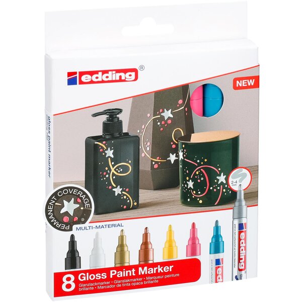 Marqueur Peinture brillante 750 Etui de 8 Assorti 2-4 mm x 6 EDDING
