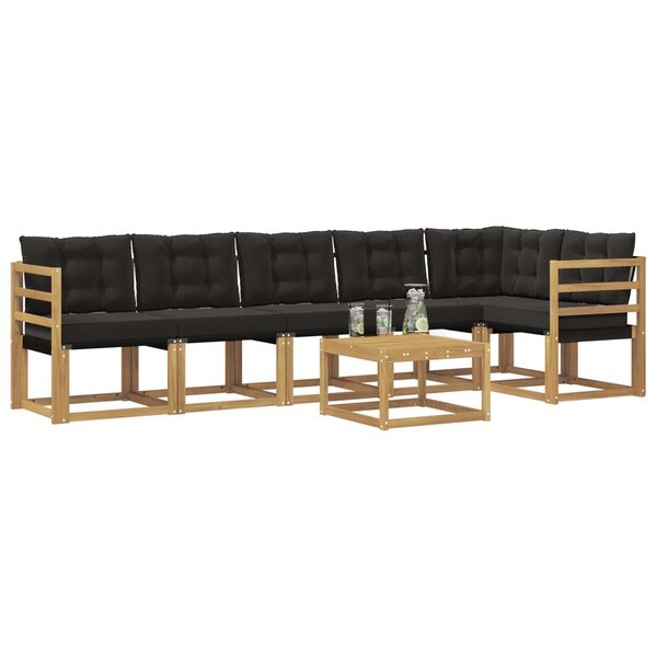 vidaXL Ensemble de canapés d'extérieur 7 Pièces Blanc et noir