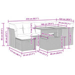vidaXL Salon de jardin avec coussins 7 Pièces noir résine tressée acacia
