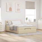vidaXL Lit ottoman avec matelas crème 140x200 cm tissu
