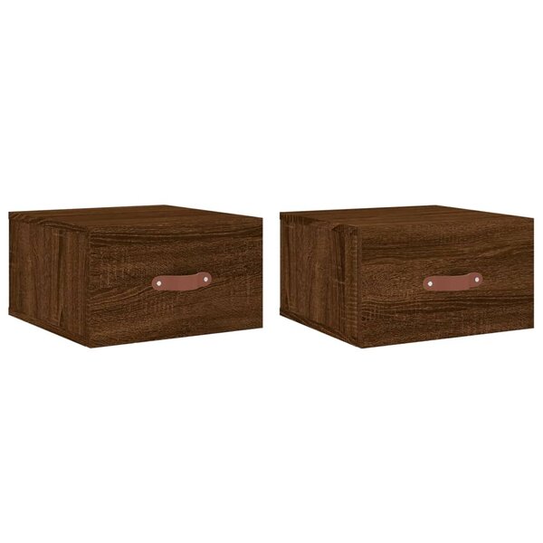 vidaXL Tables de chevet murales 2 Pièces chêne marron 35x35x20 cm