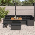 vidaXL Ensemble de canapé de jardin 9 Pièces Noir polyrotin
