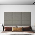 vidaXL Tête de lit murale 12 Pièces Gris clair Velours