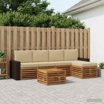 vidaXL Ensemble de canapés d'extérieur 6 Pièces Naturel et Beige