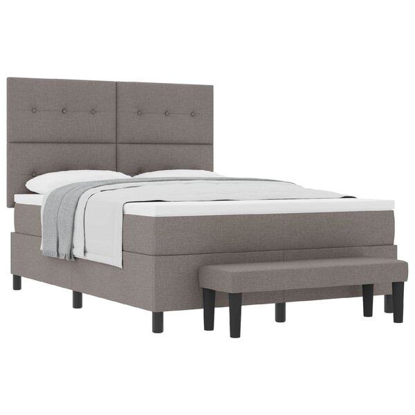 vidaXL Lit à ressorts avec tête de lit Taupe 160 x 200 cm tissu