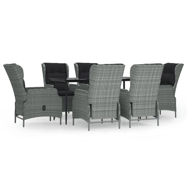 vidaXL Ensemble à manger de jardin 7 Pièces Gris clair Résine tressée