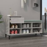 vidaXL Armoire à chaussures Gris béton 102x36x60 cm Bois d'ingénierie