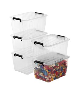 Lot de 5 boites de rangement 15L - plastique transparent