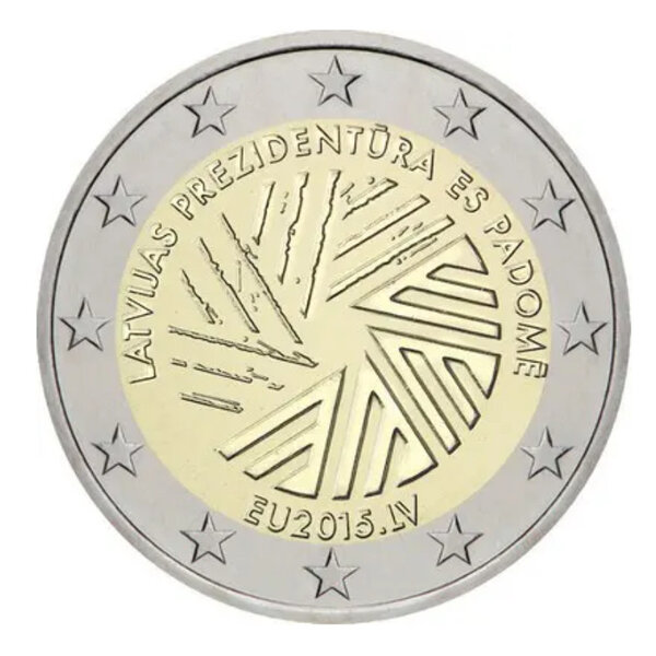 2 euros commémorative Lettonie 2015 - Présidence de l'Union européenne.