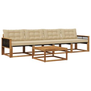 vidaXL Ensemble de canapés d'extérieur 5 Pièces Naturel et Beige