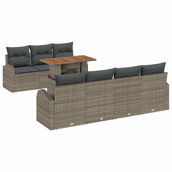 vidaXL Ensemble de canapé de jardin 8 Pièces Gris 100 x 55 x 73 cm