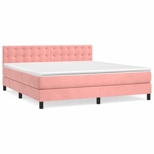 vidaXL Sommier à lattes de lit avec matelas Rose 160x200 cm Velours