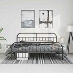 vidaXL Cadre de lit métal sans matelas avec pied de lit noir 183x213cm