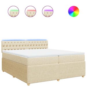 vidaXL Sommier à lattes de lit avec matelas Crème 200x200 cm Tissu
