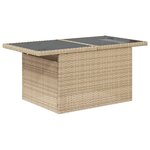 vidaXL Table de jardin dessus en verre beige 100x55x73 cm poly rotin