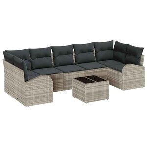 vidaXL Ensemble de canapé de jardin 8 Pièces Gris clair et gris foncé