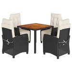 vidaXL Ensemble à manger de jardin coussins 5Pièces Noir Résine tressée