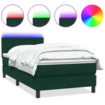 vidaXL Sommier à lattes de lit et matelas et LED vert foncé 80x220 cm velours