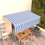 vidaXL Auvent rétractable automatique avec store 5x3 m Bleu et blanc