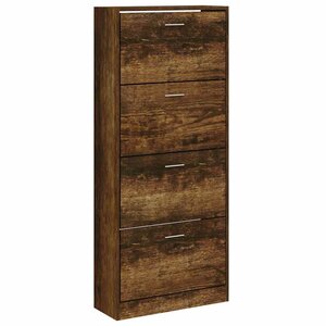 vidaXL Armoire à chaussures Chêne fumé 63x24x147 cm Bois d'ingénierie