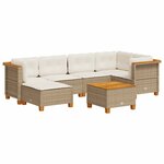 vidaXL Salon de jardin avec coussins 7 Pièces beige résine tressée