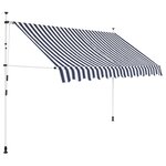 vidaXL Auvent rétractable manuel 250 cm Rayures bleues et blanches