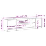 vidaXL Meuble TV blanc 188 5x41x50 cm bois d'ingénierie