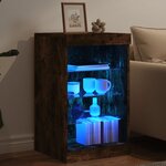 vidaXL Buffet avec lumières LED chêne fumé 41x37x67 cm