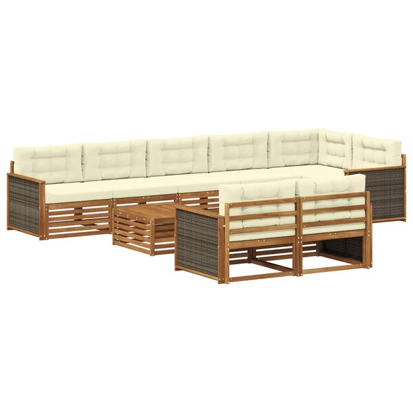 vidaXL Ensemble de canapés d'extérieur avec coussin 9 Pièces