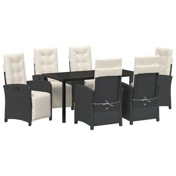 vidaXL Ensemble de salle à manger pour jardin 7 Pièces Noir polyrotin