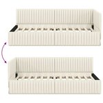 vidaXL Cadre de lit d'angle Crème 100 cm x 200 cm tissu