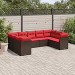 vidaXL Salon de jardin avec coussins 9 Pièces marron résine tressée