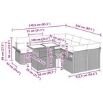 vidaXL Canapé de jardin 9 pièces avec coussins marron en poly rotin