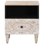 vidaXL Armoire de lit Blanc 40 x 33 x 46 cm Bois de mangue massif