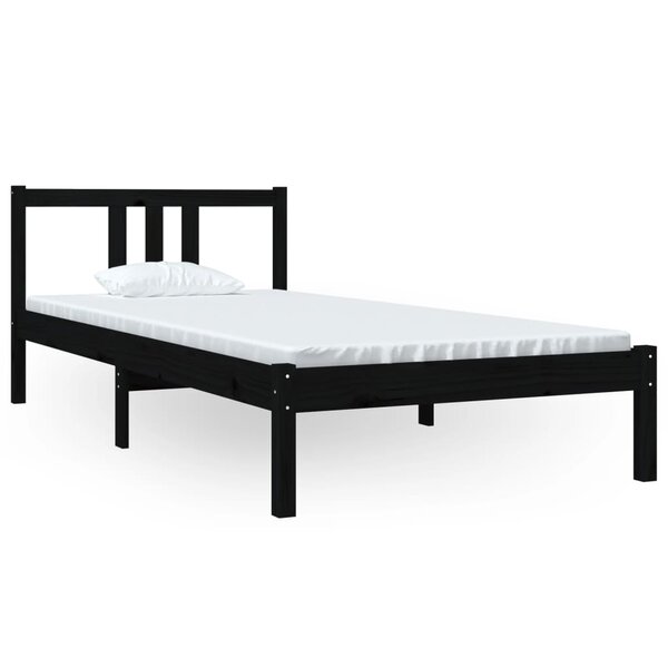 vidaXL Cadre de lit Noir Bois massif 90x200 cm