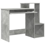 vidaXL Bureau gris Effet béton Panneau de particules Moyen Rangement