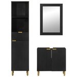 vidaXL Ensemble de meubles salle de bain 3 Pièces noir bois d'ingénierie