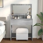 vidaXL Tables de maquillage pour chambre avec tiroir Gris Sonoma