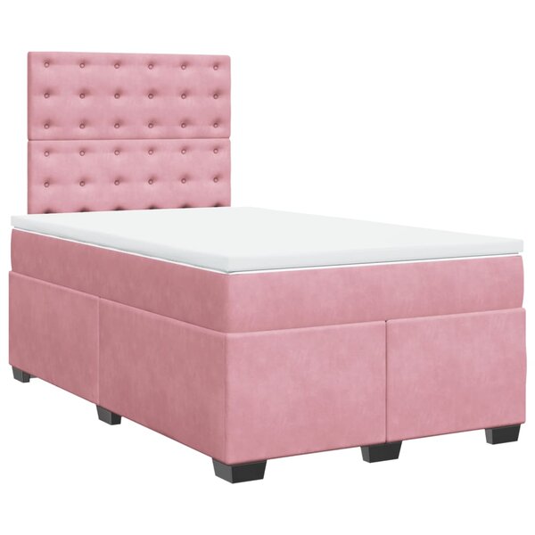 vidaXL Sommier à lattes de lit avec matelas Rose 120x200 cm Velours