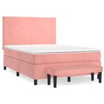 vidaXL Sommier à lattes de lit avec matelas Rose 140x190 cm Velours