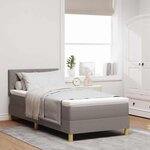 vidaXL Lit à ressorts avec matelas Taupe 90 x 200 cm tissu