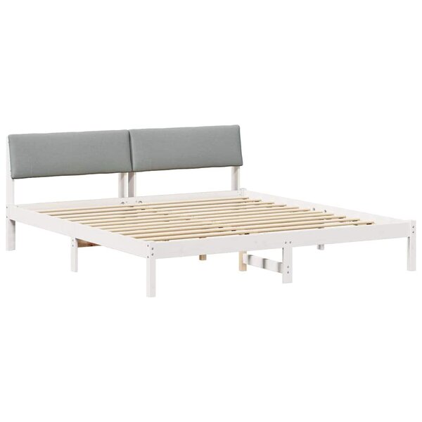 vidaXL Cadre de lit avec tête de lit Blanc et gris clair 200 x 200 cm