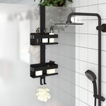 vidaXL Support de douche suspendu noir mat acier inoxydable 304 brossé