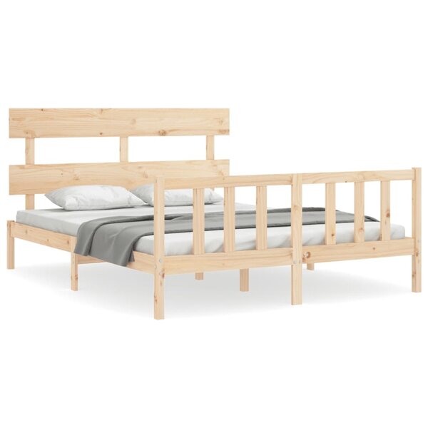 vidaXL Cadre de lit avec tête de lit 160x200 cm bois massif