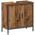 vidaXL Ensemble de mobilier de salle de bain avec porte 2 Pièces Marron