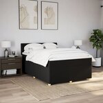 vidaXL Sommier à lattes de lit avec matelas Noir 160x200 cm Tissu