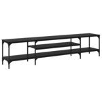 vidaXL Meuble TV Chêne noir 201 x 35 x 45 cm Bois d'ingénierie et fer