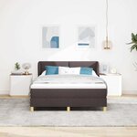 vidaXL Lit à ressorts avec matelas Marron foncé 140 x 200 cm tissu