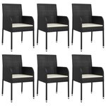 vidaXL Ensemble à manger de jardin coussins 7Pièces Noir Résine tressée