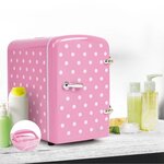 YOGHI Cold Beauty Pea - Mini réfrigérateur 4L - 40W - Versatile et silencieux - 45dB - Voyants lumineux - Rose et Blanc